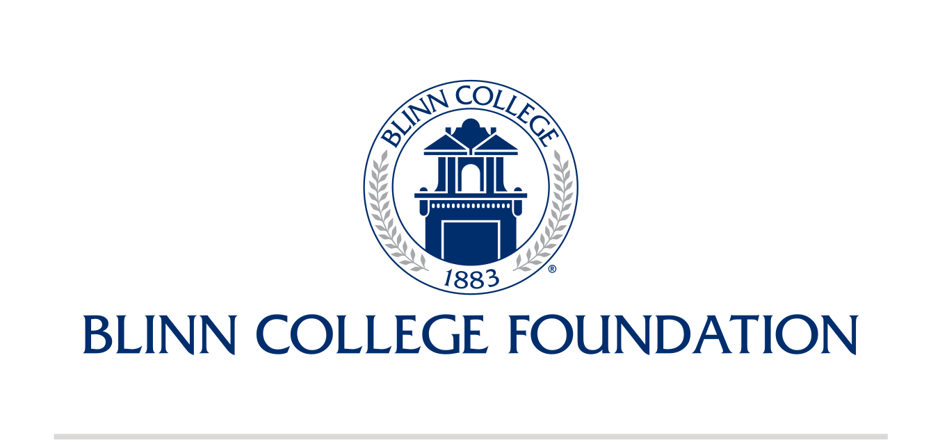 Blinn College Foundation logo, horizontal blue variant, cell 163
