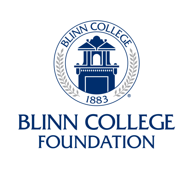 Blinn College Foundation logo, stacked blue variant, cell 164