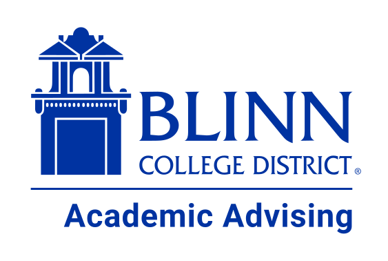 Blinn College District Academic Advising logo, horizontal, color variant, cell 175