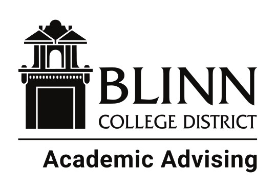 Blinn College District Academic Advising logo, horizontal, black variant, cell 177