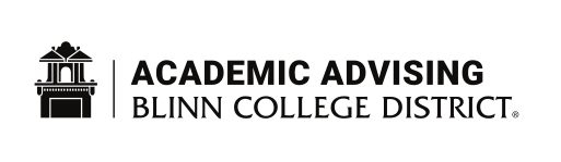 Blinn College District Academic Advising wordmark, black variant, cell 181