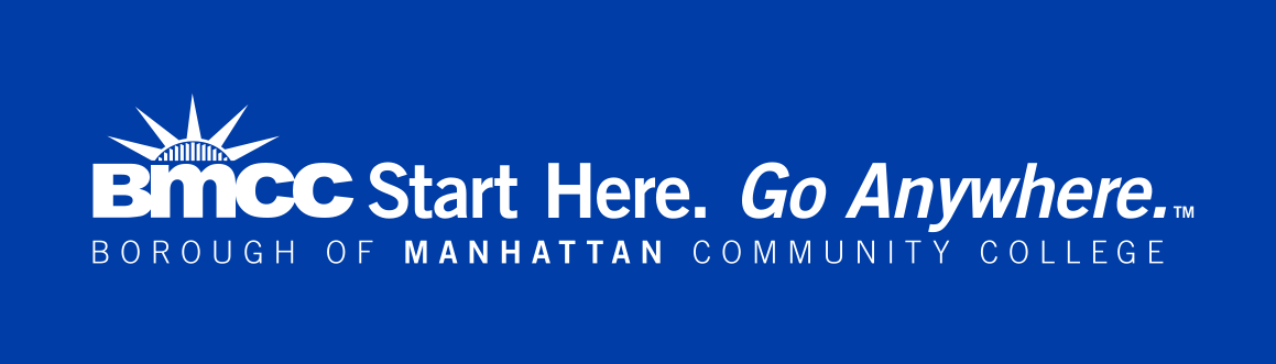 BMCC logo with tagline, white variant, cell 8