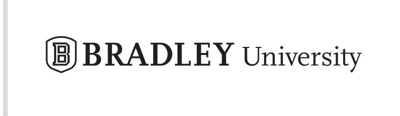 Bradley University logo, horizontal, black on white variant, cell 57