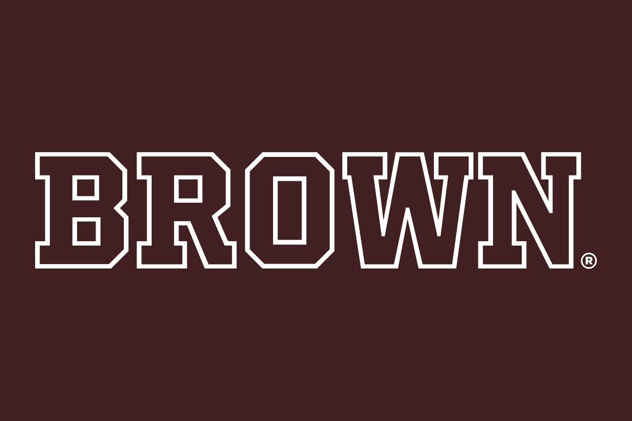 wordmark BROWN, white, reverse variant, cell 25