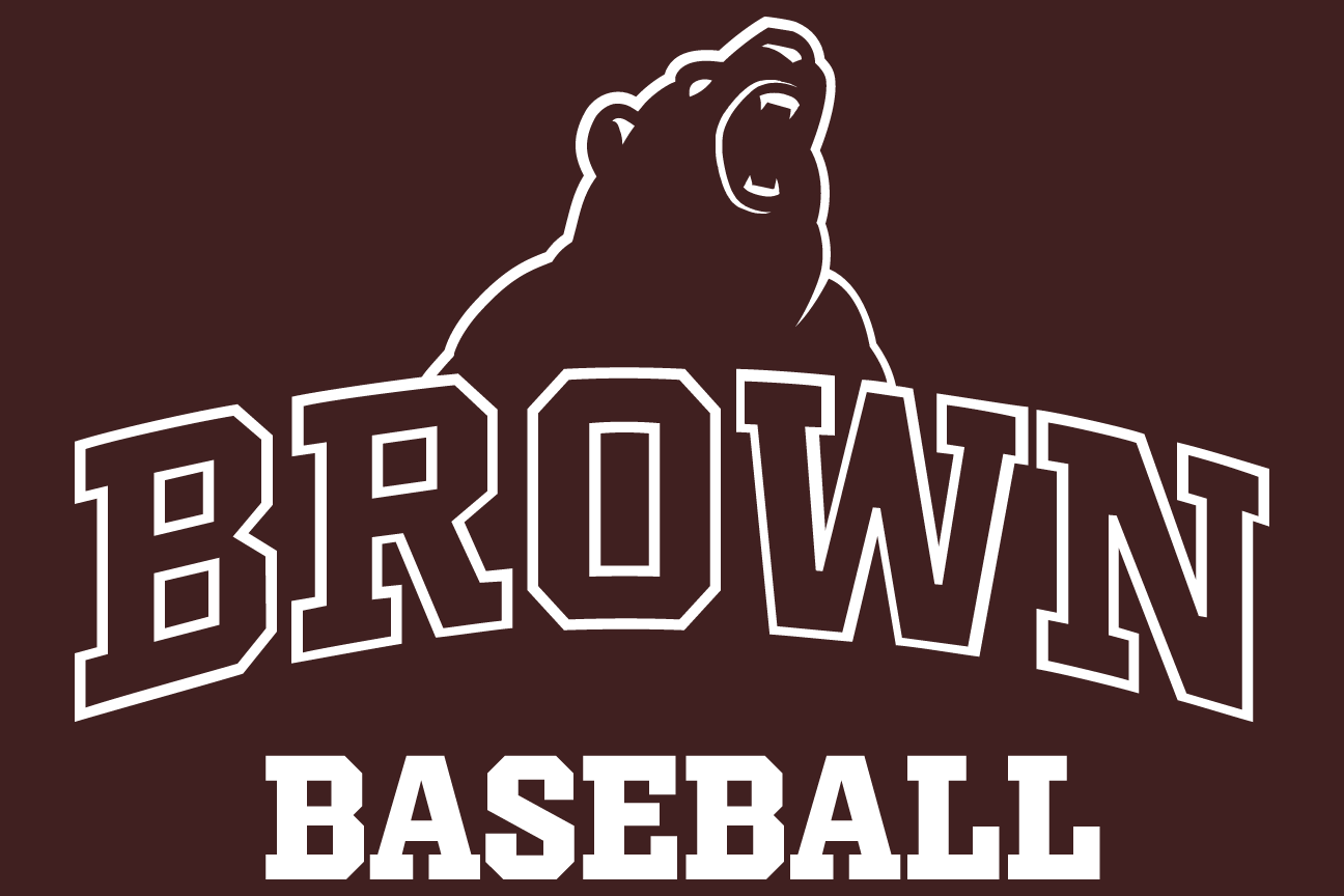 sport wordmark BROWN BASEBALL, white with red outline, reverse variant, cell 33