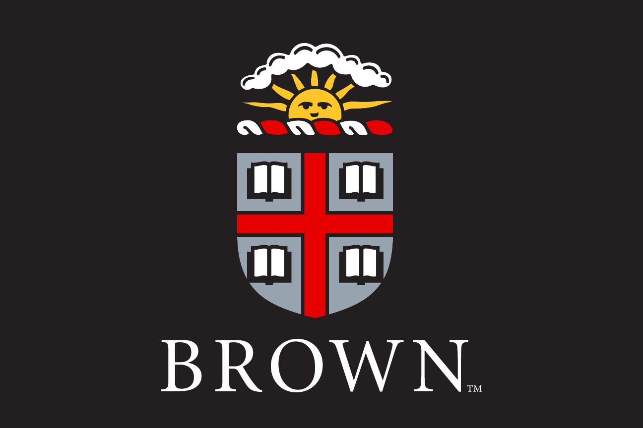 Brown University logo, vertical, full color, reverse variant, cell 39