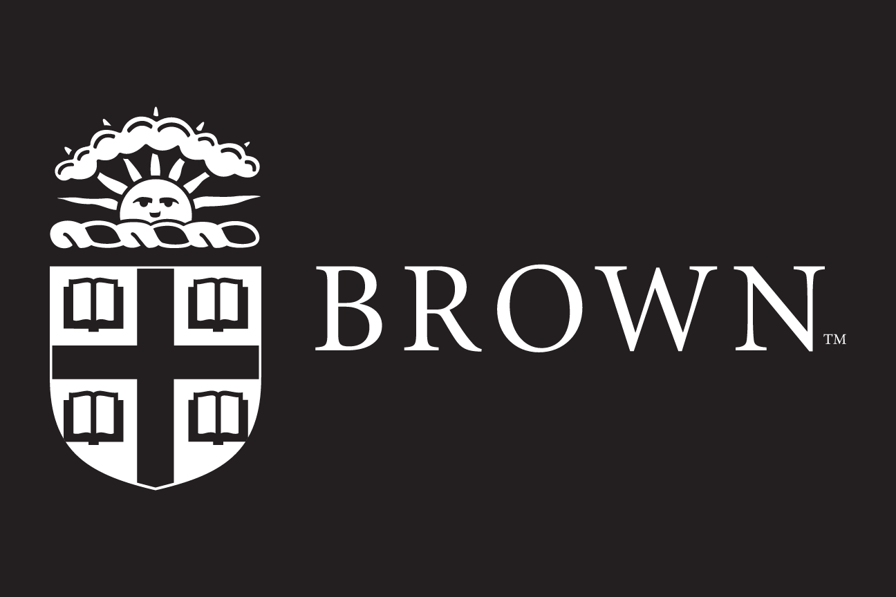 Brown University logo, horizontal, white, reverse variant, cell 51