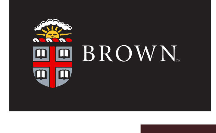 Brown University logo, horizontal, full color, reverse variant, cell 46