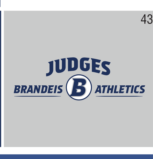 Judges Brandeis B Athletics horizontal logo, navy on grey variant, cell 43