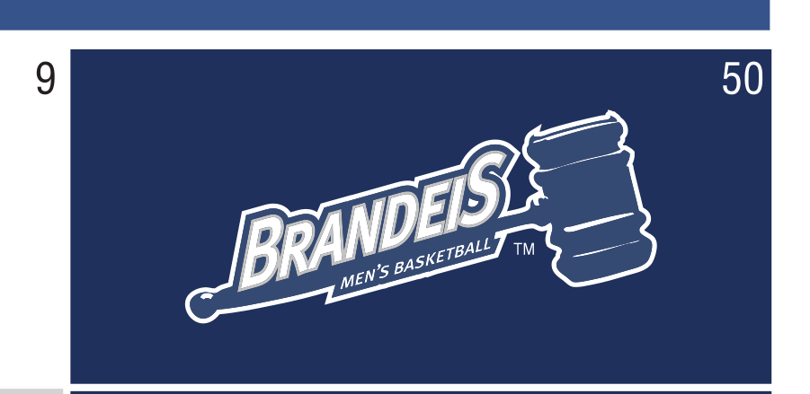 Brandeis Men's Basketball logo, white on navy variant, cell 50