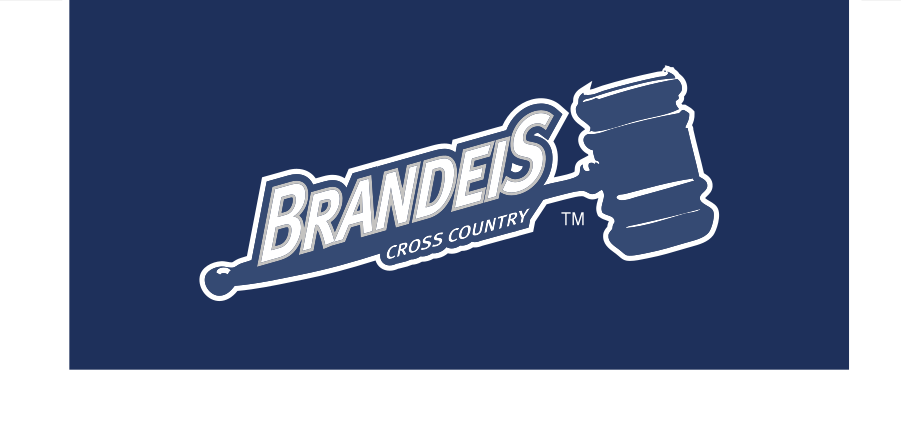 Brandeis Cross Country logo, white on navy variant, cell 54