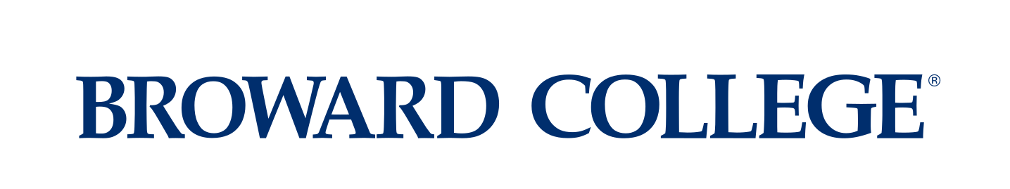 BROWARD COLLEGE wordmark, blue variant, cell 1