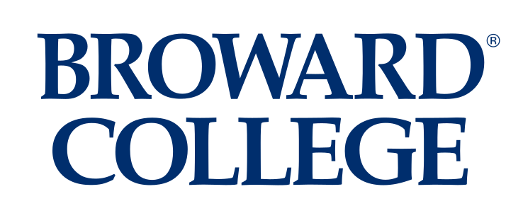 BROWARD COLLEGE stacked wordmark, blue variant, cell 4