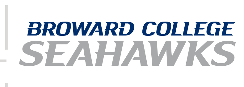 BROWARD COLLEGE SEAHAWKS wordmark, blue/gray variant, cell 7