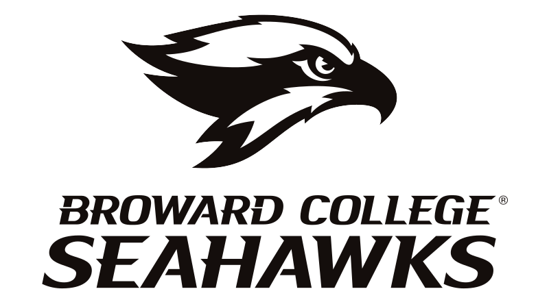 Seahawk head with BROWARD COLLEGE SEAHAWKS wordmark, black variant, cell 13