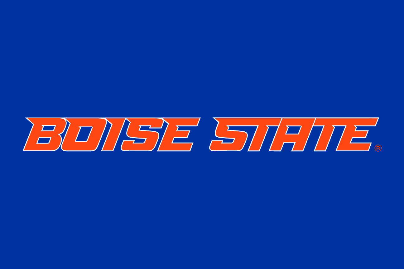 Boise State Word Mark, orange and white on navy variant, cell 26