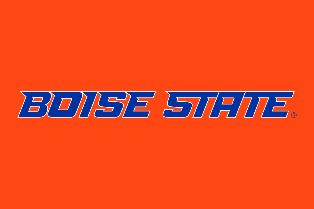 Boise State Word Mark, white and navy on orange variant, cell 27