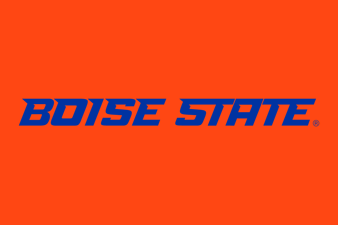 Boise State Word Mark, navy one-color on orange variant, cell 37
