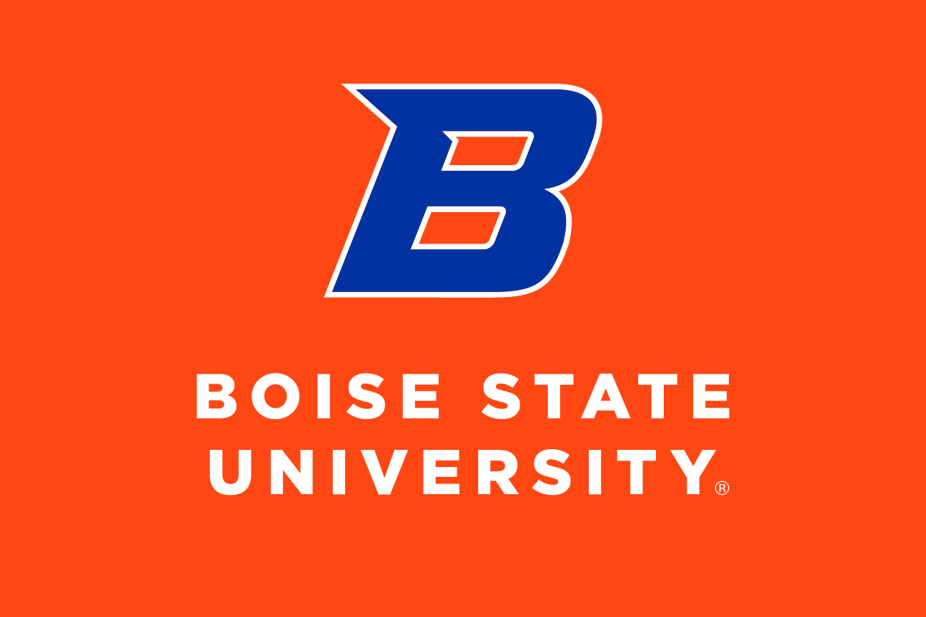 Stacked Academic Mark, white and navy on orange variant, cell 56