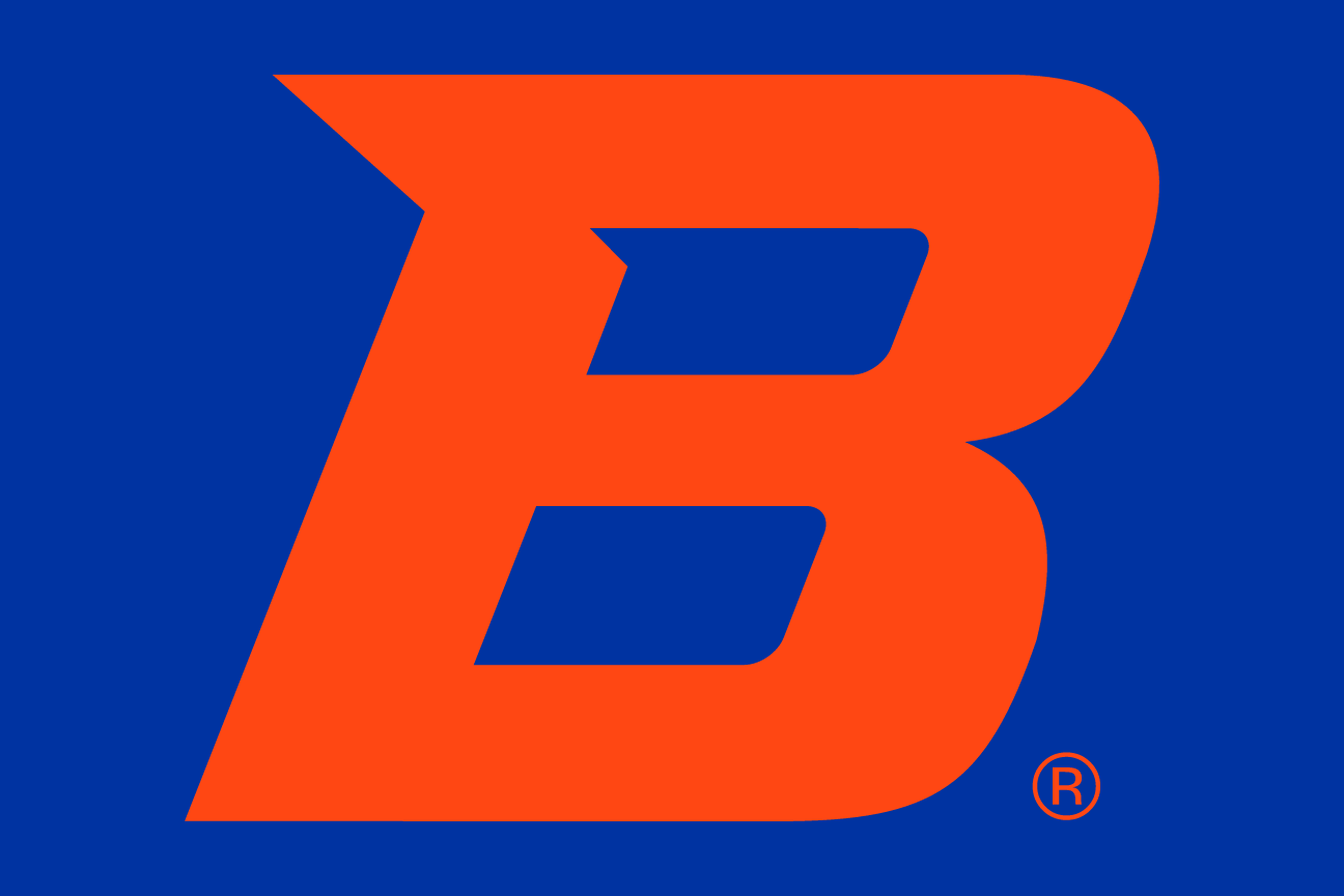 B Academic Mark, orange one-color on navy variant, cell 72