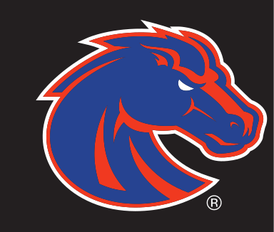 Bronco head, primary blue/orange on dark gray variant, cell 5