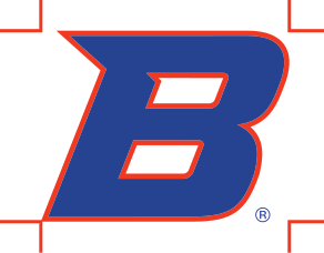 lettermark B, blue/orange variant