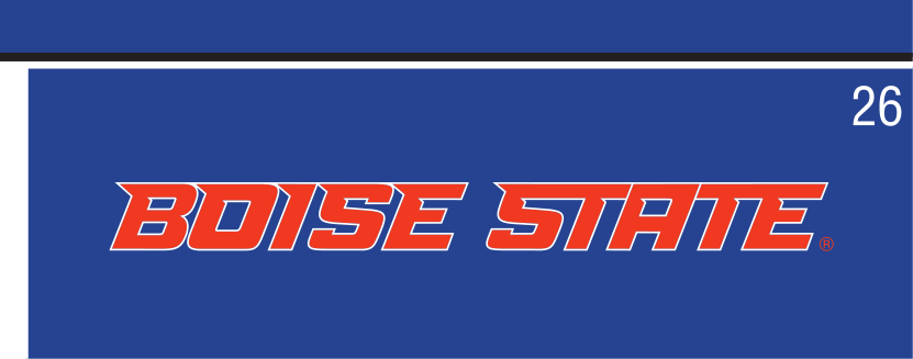 Boise State Word Mark, orange and white on navy variant, cell 26