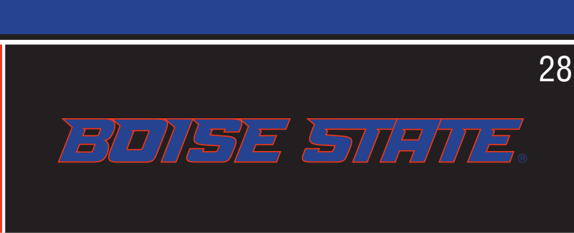 Boise State Word Mark, orange and navy on dark grey variant, cell 28