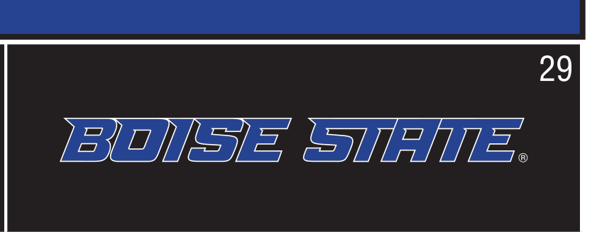 Boise State Word Mark, white and orange on navy variant, cell 29