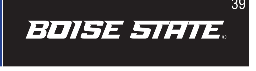 Boise State Word Mark, white one-color on dark grey variant, cell 39