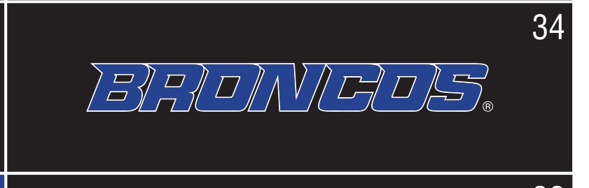 Broncos Word Mark, white and orange on navy variant, cell 34