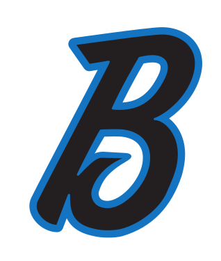 B script lettermark, blue with black outline variant, cell 29