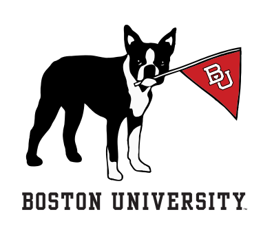 Rhett mascot with BU flag, black/white/red on white variant, cell 412