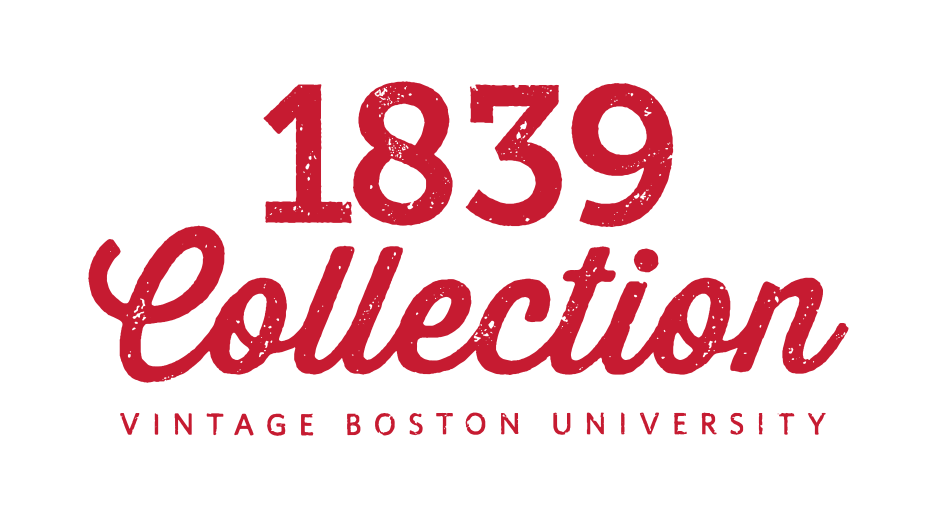1839 Collection, red distressed script wordmark with vintage text lockup variant