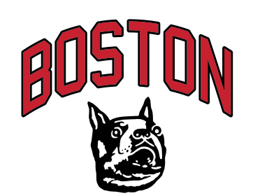 Boston wordmark with terrier head, red/black variant, cell 302