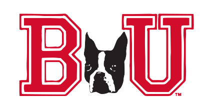 BU lettermark with terrier head, red/black on white variant, cell 306