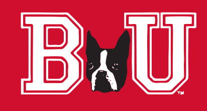 BU lettermark with terrier head, white/black on red variant, cell 306