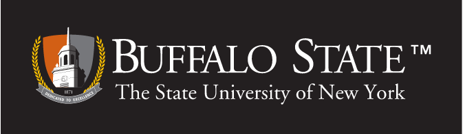 Buffalo State University logo, full color on dark background variant, cell 2