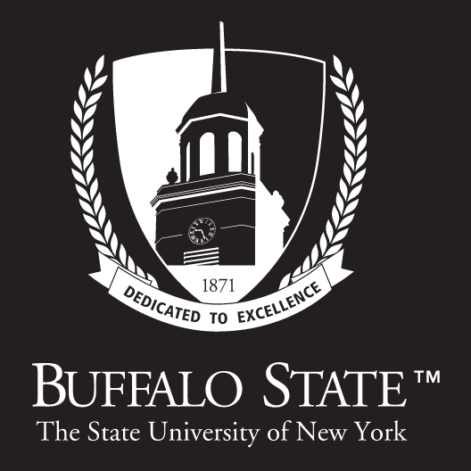 Buffalo State University seal, one color white on dark background variant, cell 14