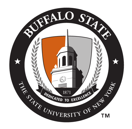 Buffalo State University circular seal, one color black variant, cell 17