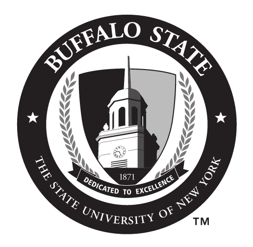 Buffalo State University circular seal, one color gray variant, cell 18