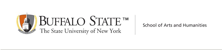 Buffalo State School of Arts and Humanities Signature Mark, full color horizontal variant, cell 27