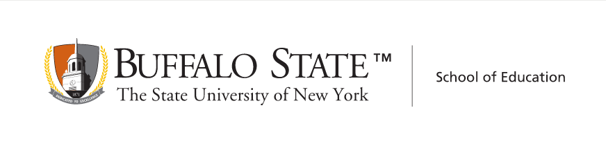 Buffalo State School of Education Signature Mark, full color horizontal variant, cell 30
