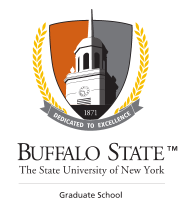 Buffalo State Graduate School Signature Mark, full color vertical variant, cell 34