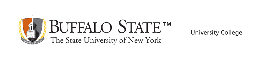 Buffalo State University College Signature Mark, full color horizontal variant, cell 42