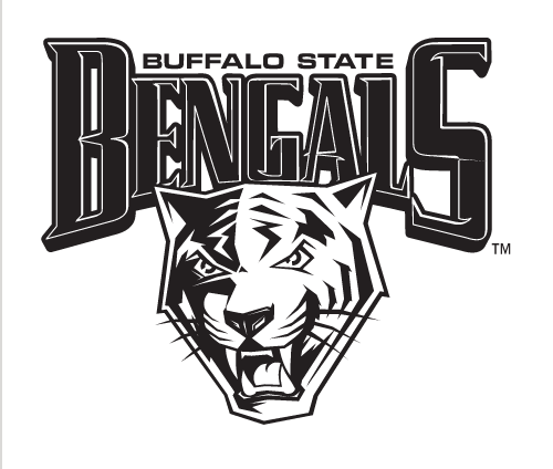 Buffalo State Bengals Mascot Logo with Wordmark, black and white variant, cell 49