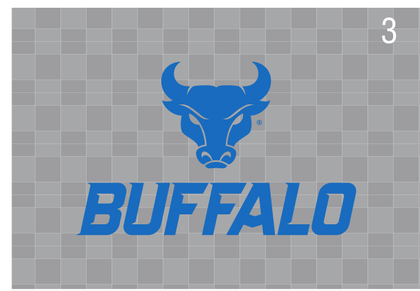 bull head over BUFFALO wordmark, blue variant, cell 37