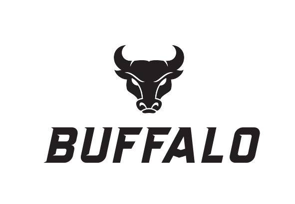 bull head over BUFFALO wordmark, black on white variant, cell 43