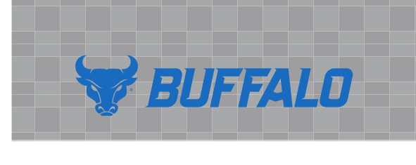bull head next to BUFFALO wordmark, blue variant, cell 45