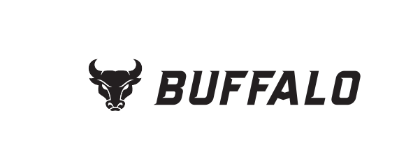 bull head next to BUFFALO wordmark, black on white variant, cell 51